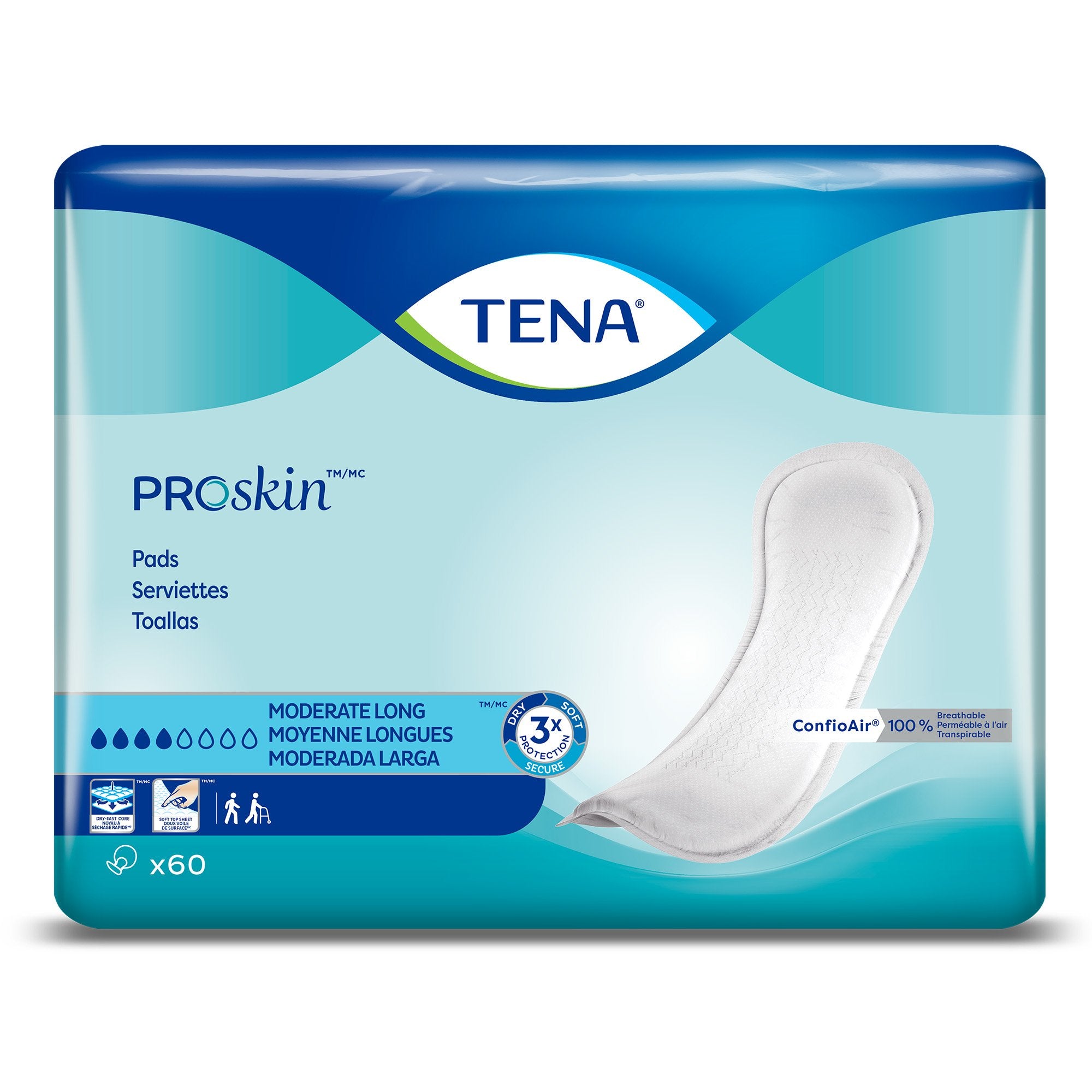 Essity HMS North America Inc - Bladder Control Pad TENA ProSkin™ Moderate Long 12 Inch Length Moderate Absorbency Dry-Fast Core™ One Size Fits Most [180/CS]