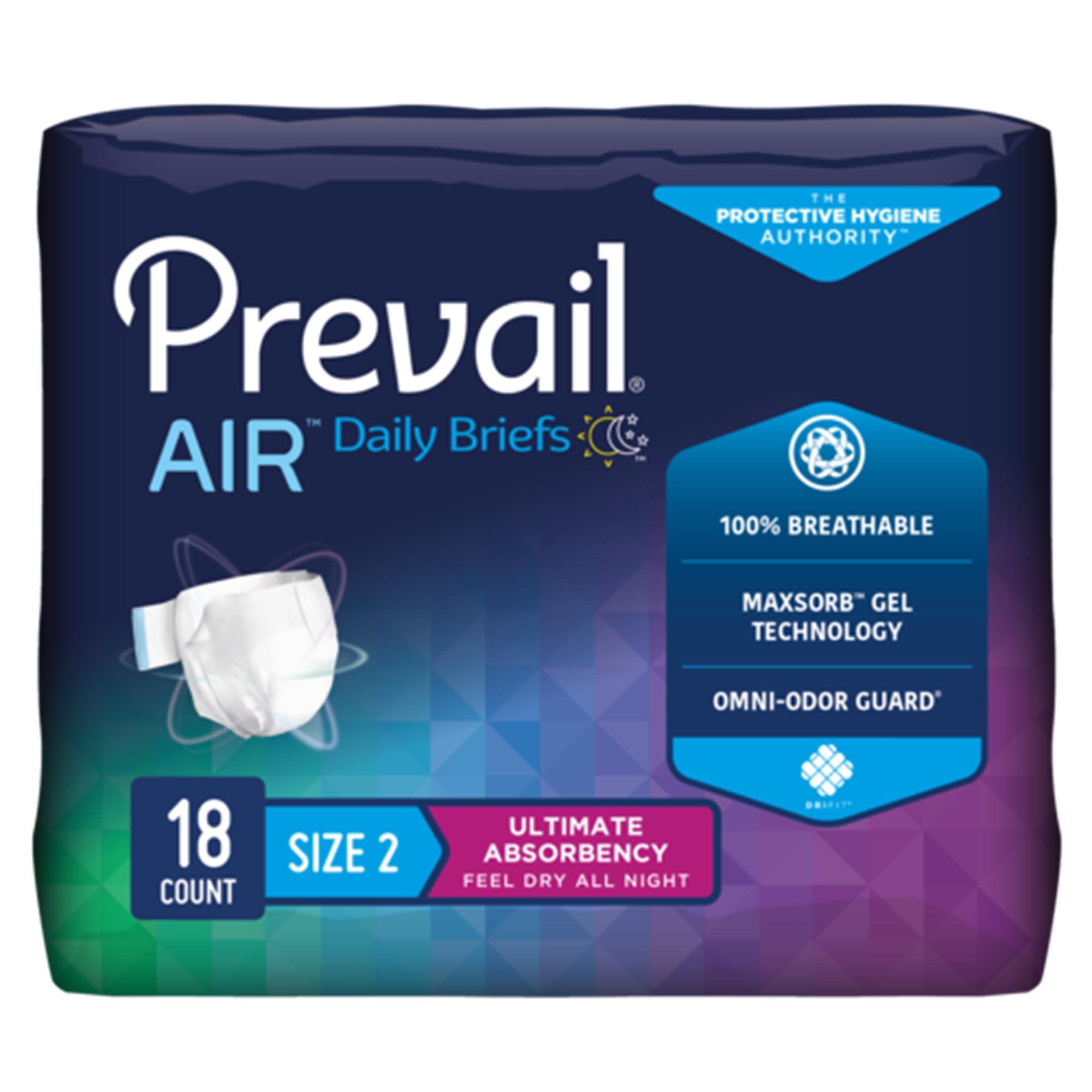 First Quality - Unisex Adult Incontinence Brief Prevail® Air™ Size 2 / Large Disposable Heavy Absorbency [72/CS]