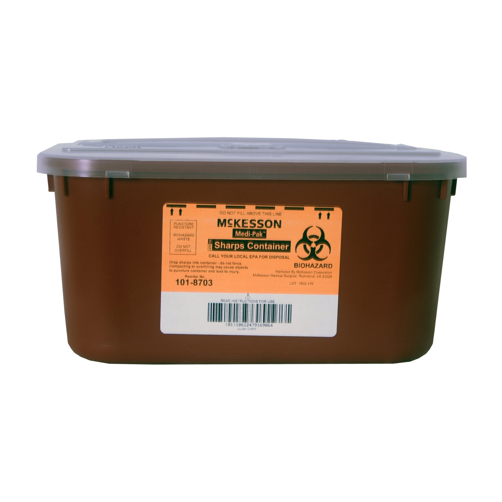 McKesson Brand - Sharps Container McKesson Red Base 5 H X 10 W X 7 D Inch Horizontal Entry 1 Gallon [24/CS]