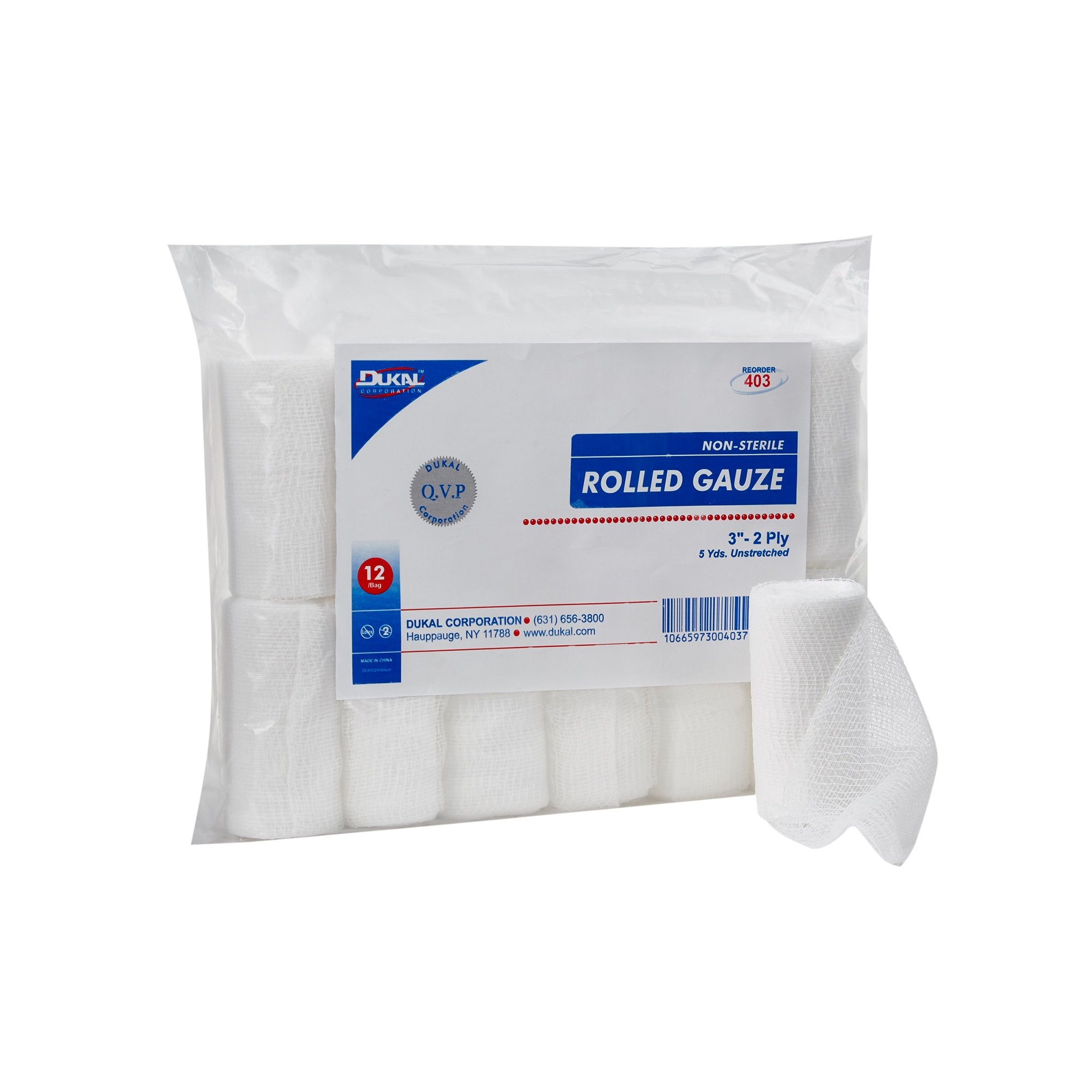 Dukal - Conforming Bandage Dukal™ 3 Inch X 5 Yard 2-Ply NonSterile 12 per Pack [96/CS]