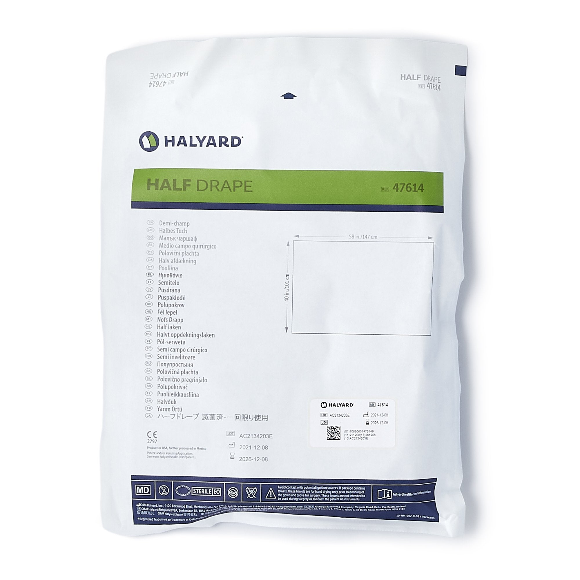 O&M Halyard Inc - General Purpose Drape Half Drape 40 W X 58 L Inch Sterile [60/CS]