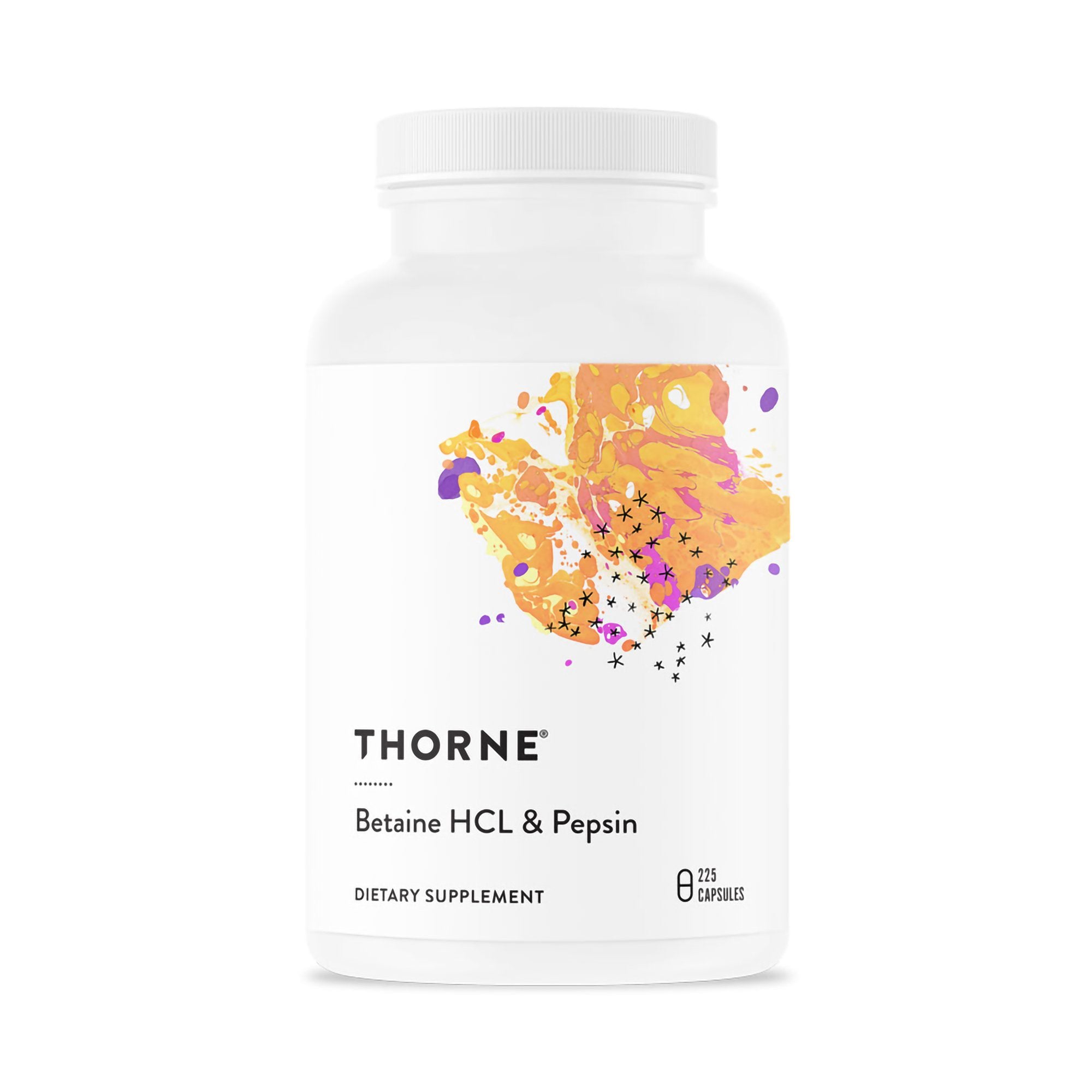 Thorne Research Inc - Dietary Supplement THORNE® Betaine HCL / Pepsin Betaine Hydrochloride / Pepsin (Porcine) 1 g - 47 mg Strength Capsule 225 per Bottle [12/CS]