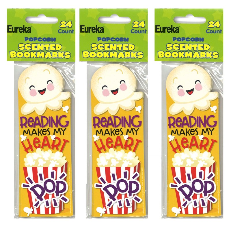 EUREKA - Popcorn Scented Bookmarks, 24 Per Pack, 3 Packs