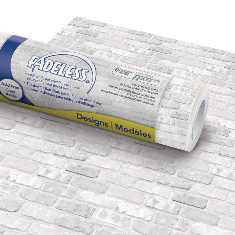 FADELESS - Bulletin Board Art Paper, White Brick, 48" x 50', 1 Roll