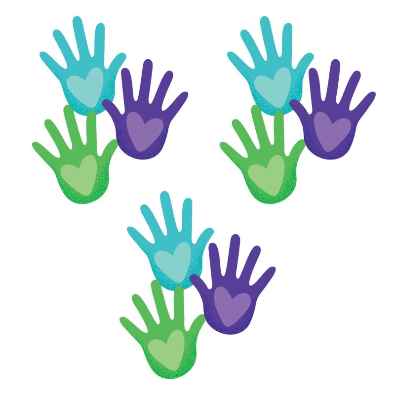 CARSON DELLOSA EDUCATION - One World Hands with Hearts Cut-Outs, 36 Per Pack, 3 Packs
