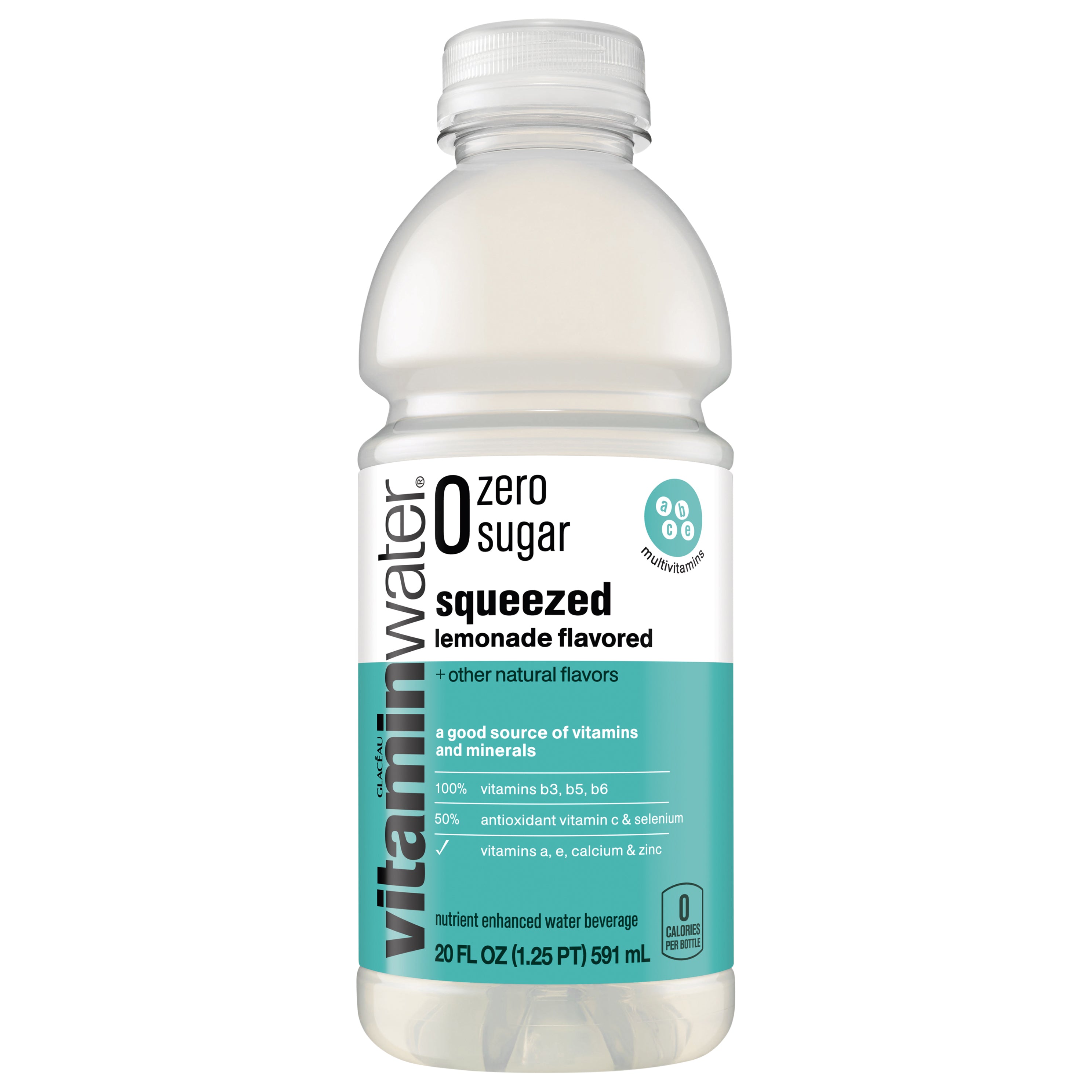 vitaminwater zero sugar squeezed, electrolyte enhanced water w/ vitamins, lemonade drink, 20 fl oz - Case of 12