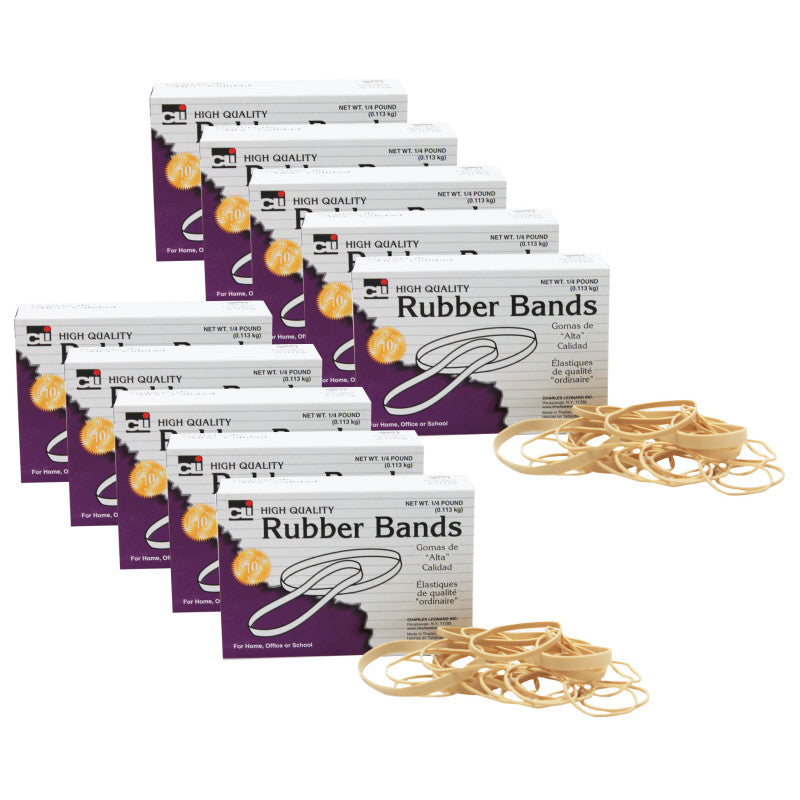 CHARLES LEONARD - Rubber Bands Assorted Sizes, 1/4 lb Box, 10 Boxes