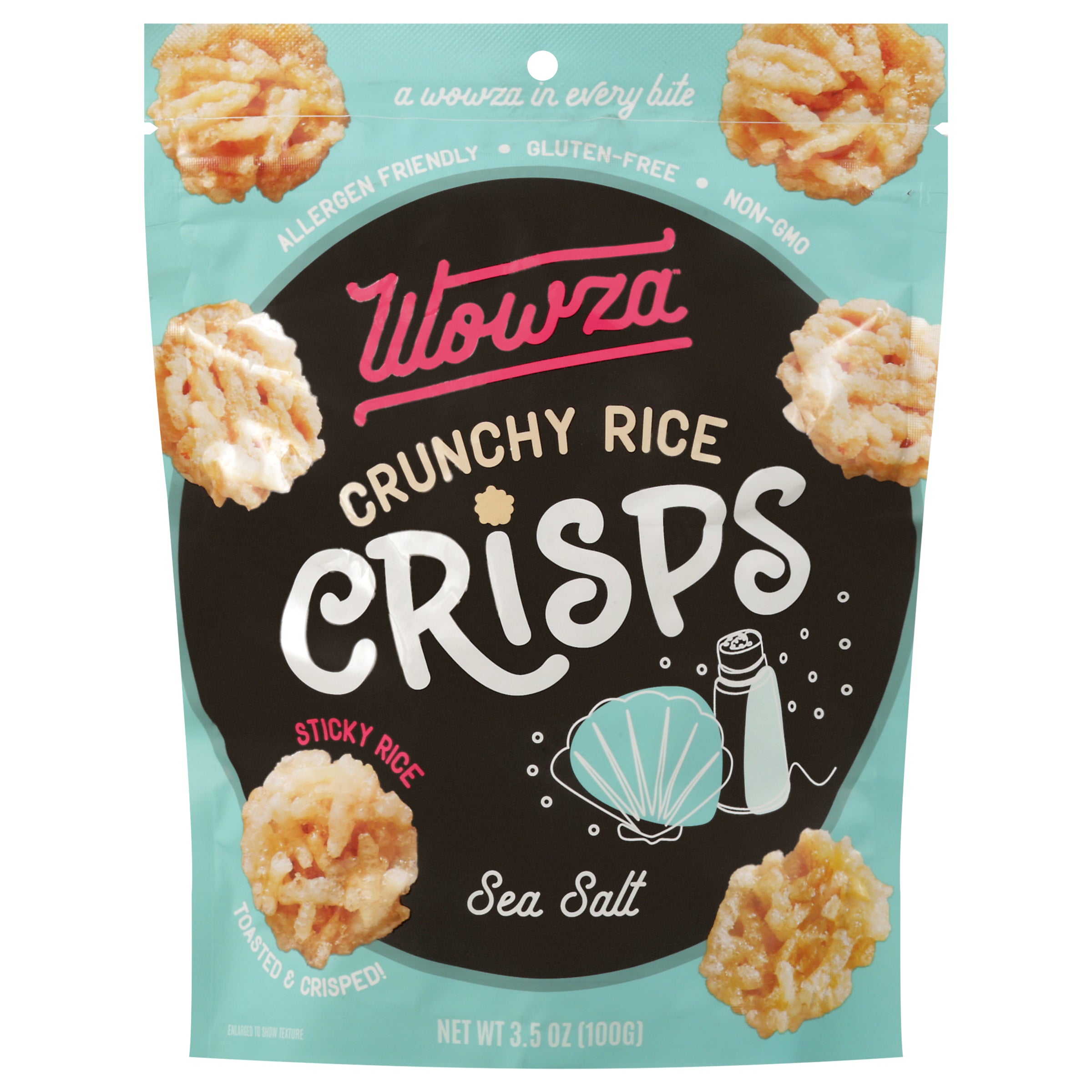 Wowza Crunchy Rice Sea Salt Crisps 3.5 oz - Case of 8