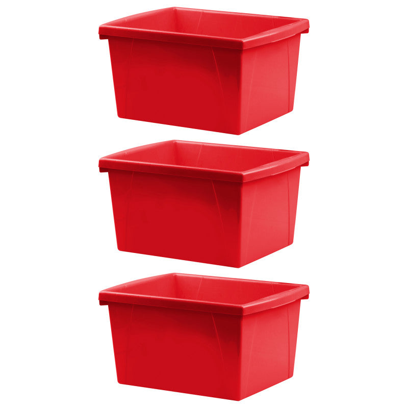 STOREX - 4 Gallon Storage Bin, Red, Pack of 3