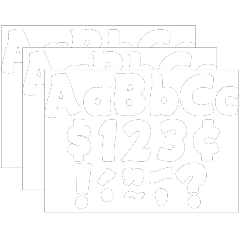 TEACHER CREATED RESOURCES - White Funtastic 4" Letters Combo Pack, 208 Per Pack, 3 Packs