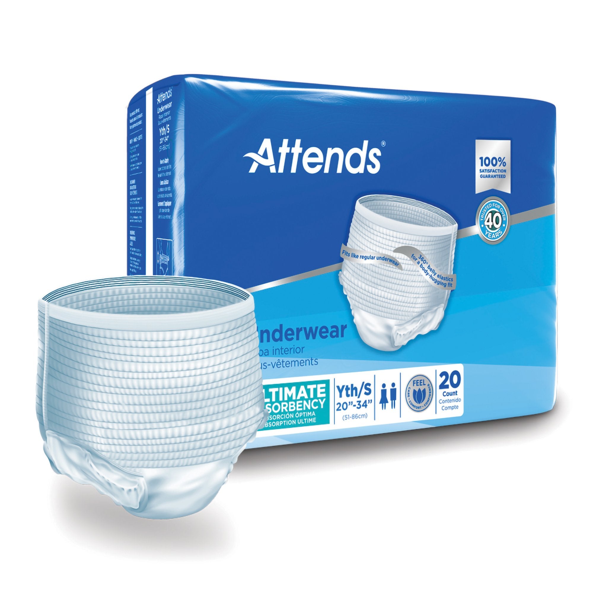 Attends Healthcare Products - Unisex Adult Absorbent Underwear Attends® Advanced Pull On with Tear Away Seams Small Disposable Heavy Absorbency [20/BG]