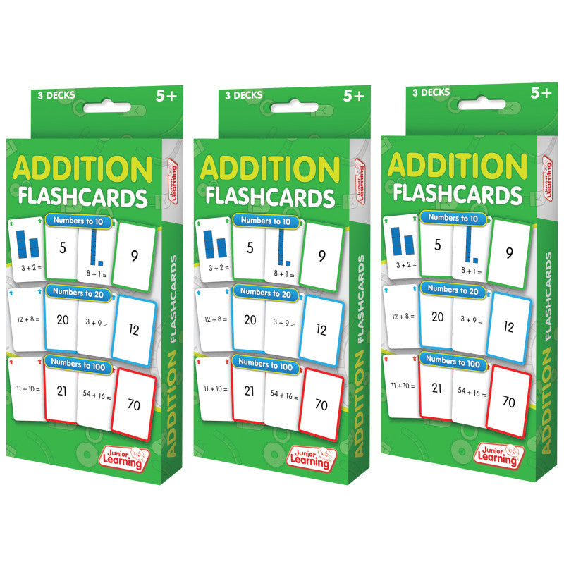 JUNIOR LEARNING - Addition Flashcards, 3 Sets Per Pack, 3 Packs
