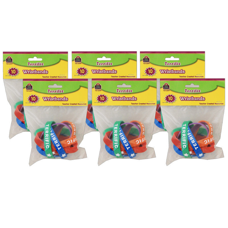 TEACHER CREATED RESOURCES - Terrific Wristbands, 10 Per Pack, 6 Packs