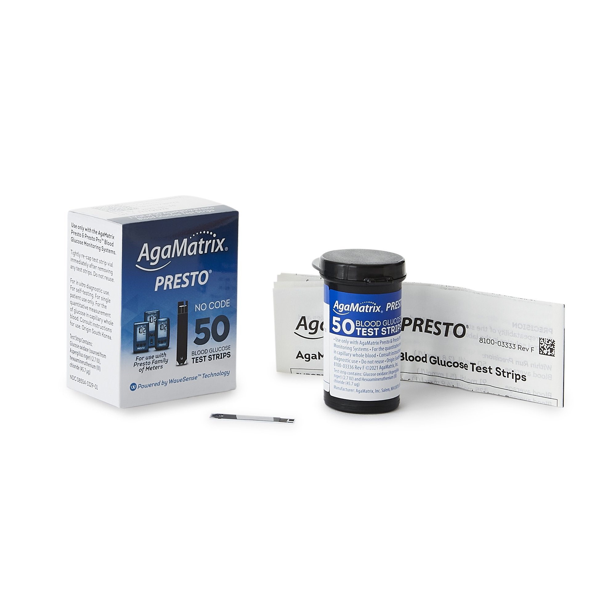 Agamatrix - Blood Glucose Test Strips Wavesense® Presto® 50 Strips per Pack [1/BX]