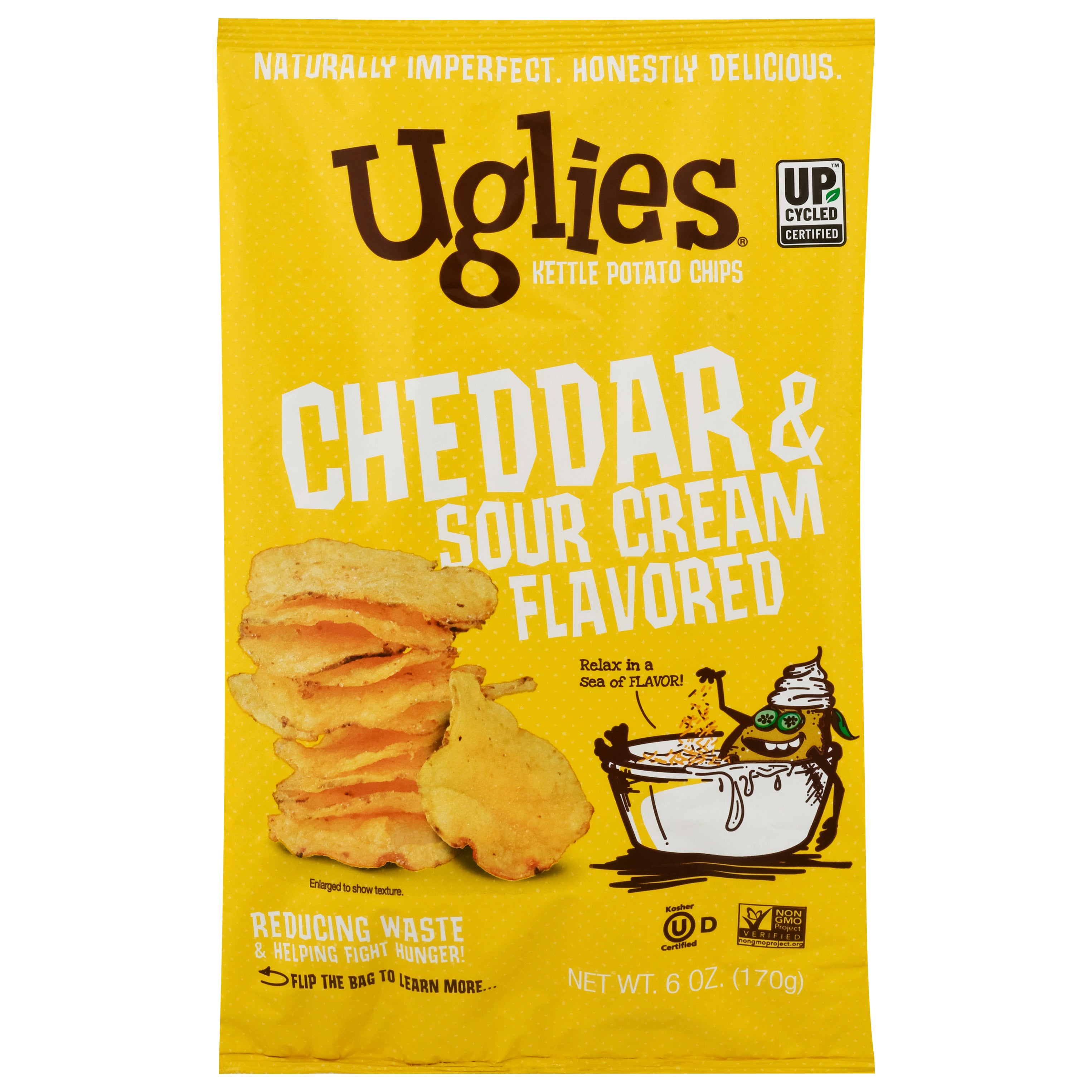 Uglies Cheddar & Sour Cream Flavored Kettle Potato Chips 6 oz - Case of 12