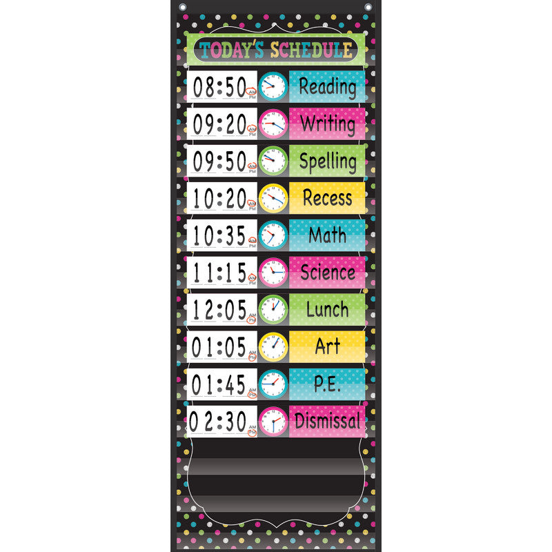 TEACHER CREATED RESOURCES - Chalkboard Brights 14 Pocket Daily Schedule Pocket Chart, 13" x 34"