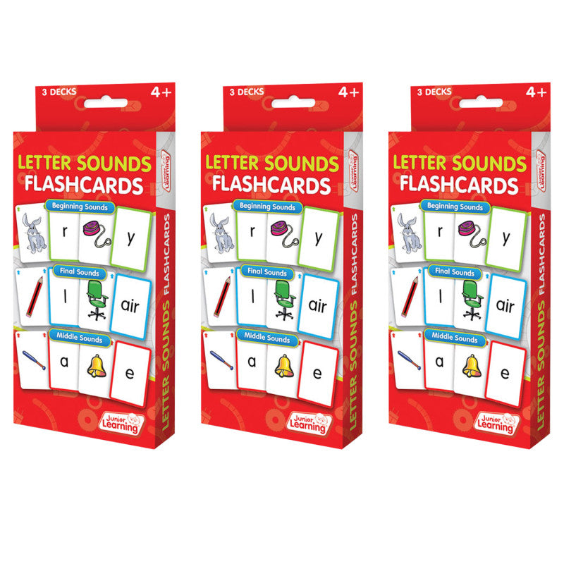 JUNIOR LEARNING - Letter Sound Flashcards, 3 Sets Per Pack, 3 Packs