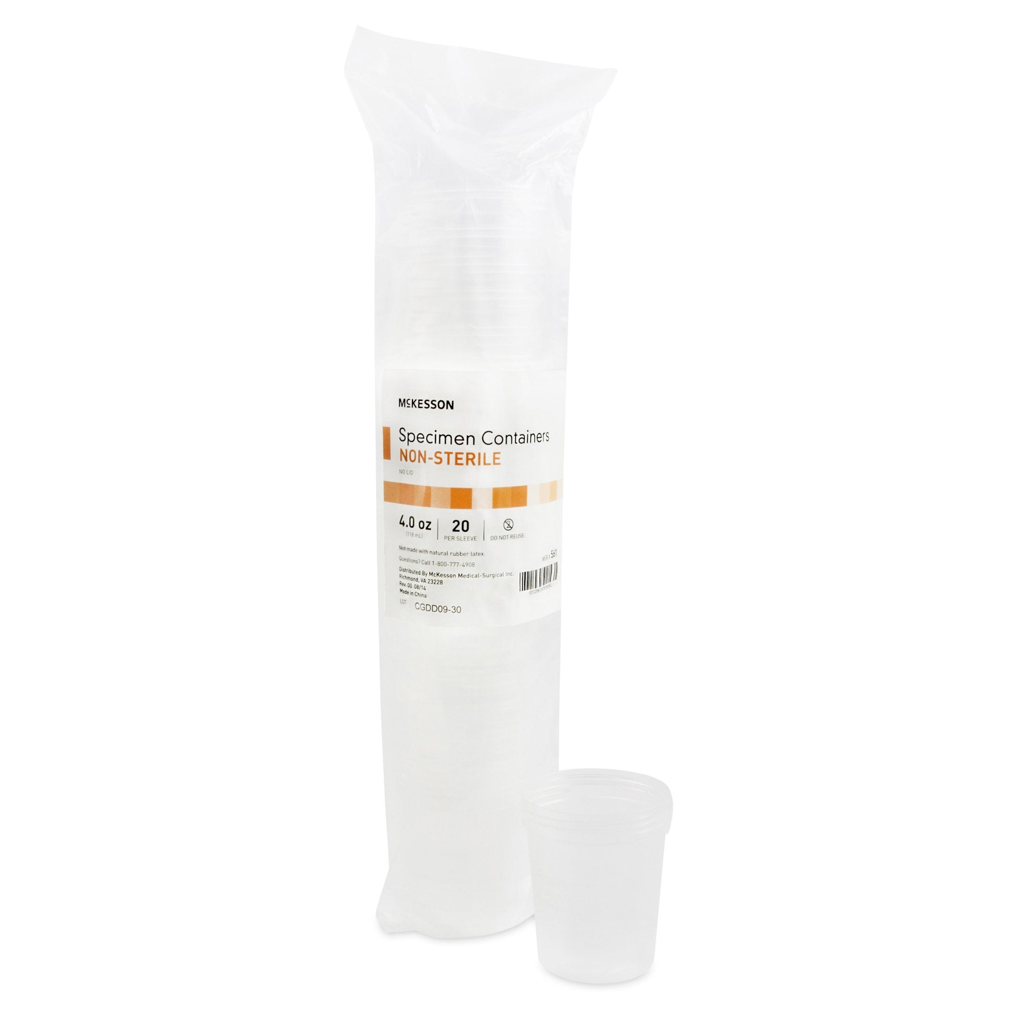 McKesson Brand - Specimen Container McKesson 120 mL (4 oz.) Without Closure NonSterile [1/EA]