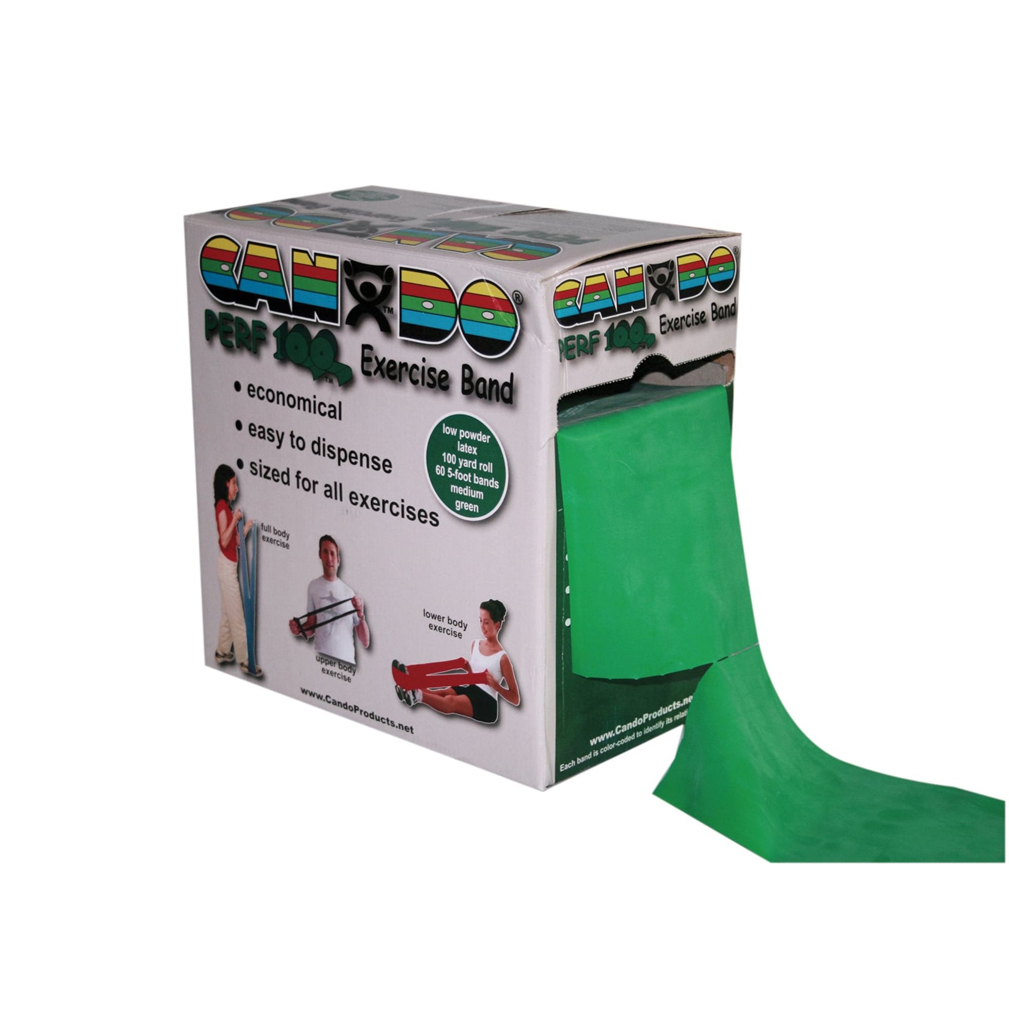Fabrication Enterprises - Exercise Resistance Band CanDo® Perf 100™ Green 5 Inch X 100 Yard Medium Resistance [1/EA]