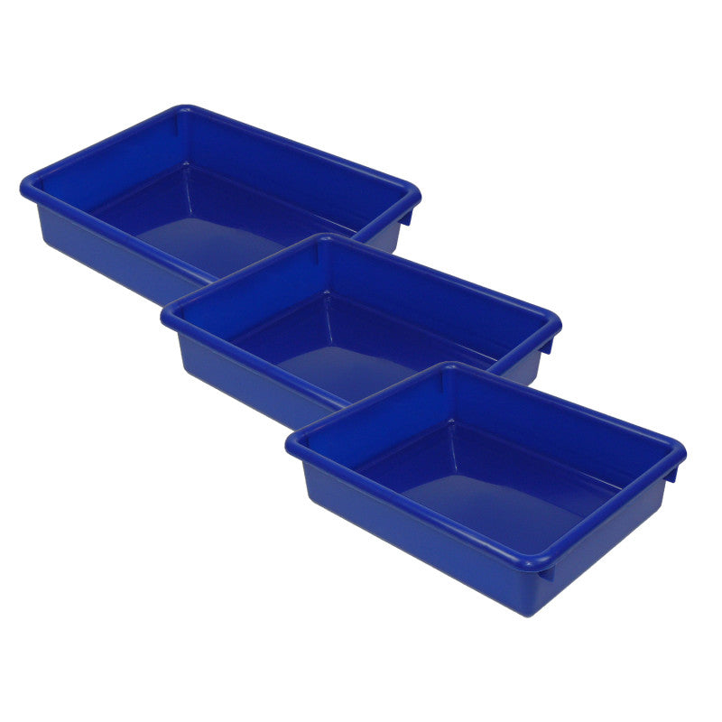 ROMANOFF - Stowaway® 3" Letter Tray no Lid, Blue, Pack of 3