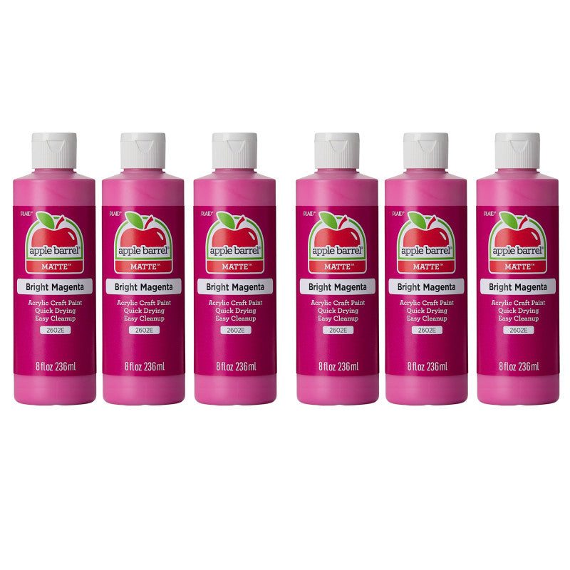 Acrylic Paint Matte, 8oz., Bright Magenta, Pack of 6