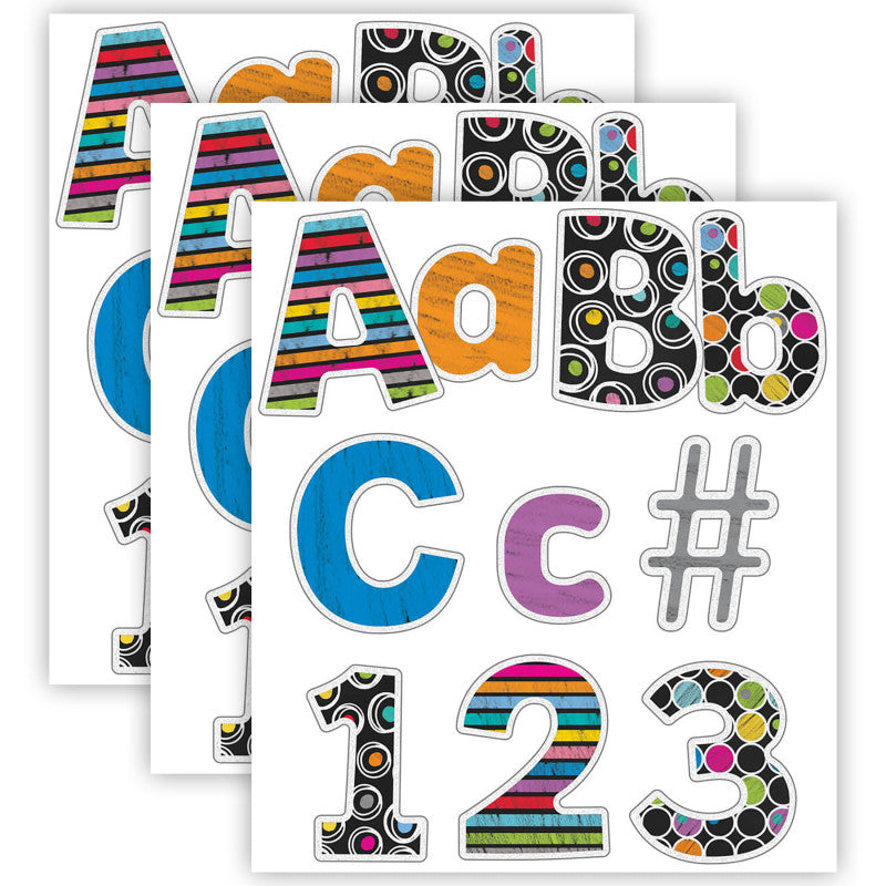 CARSON DELLOSA EDUCATION - Colorful Chalkboard Combo Pack EZ Letters, 219 Pieces Per Pack, 3 Packs