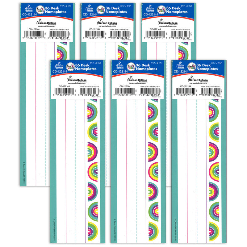 CARSON DELLOSA EDUCATION - Kind Vibes Nameplates, 36 Per Pack, 6 Packs