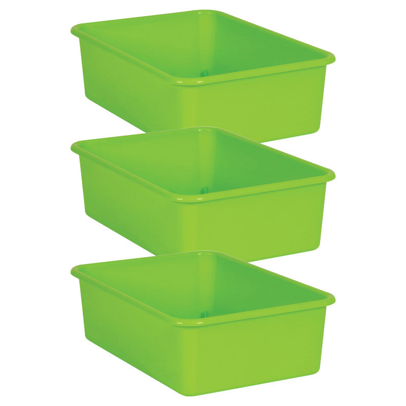 TEACHER CREATED RESOURCES - Lime Large Plastic Storage Bin, Pack of 3