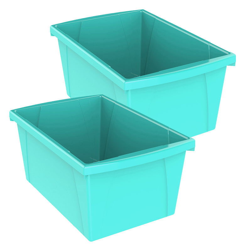 STOREX - Medium Classroom Storage Bin, Teal, Pack of 2