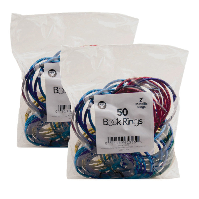 HYGLOSS - Book Rings, 2 Inch, 50 Per Pack, 2 Packs