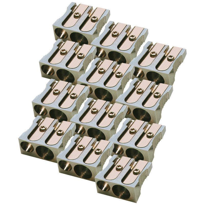 Metal Pencil Sharpener, Two Hole, Pack of 12