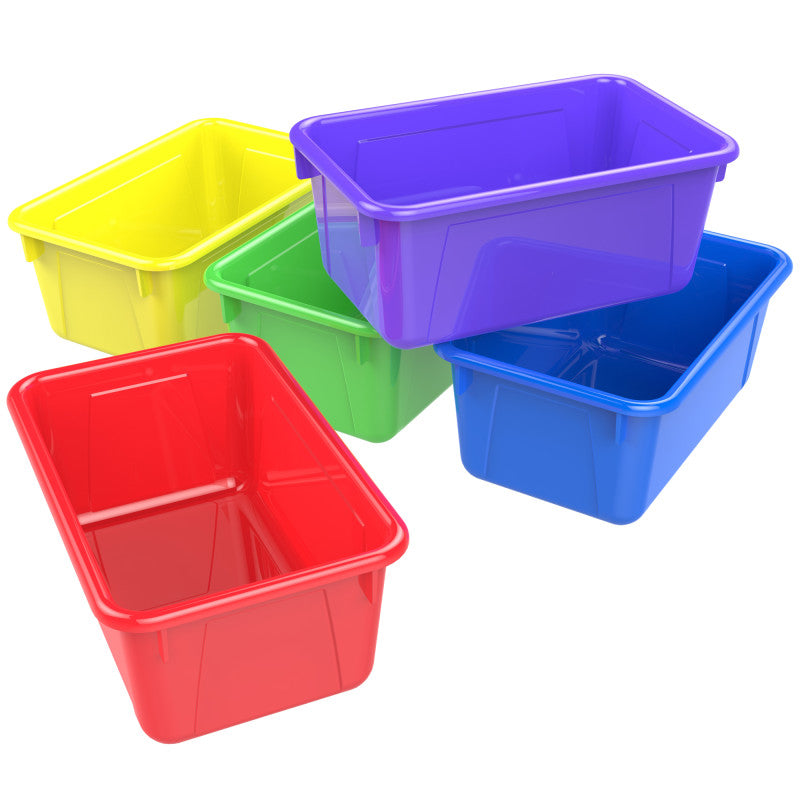 STOREX - Small Cubby Bin, Assorted Colors, Set of 5