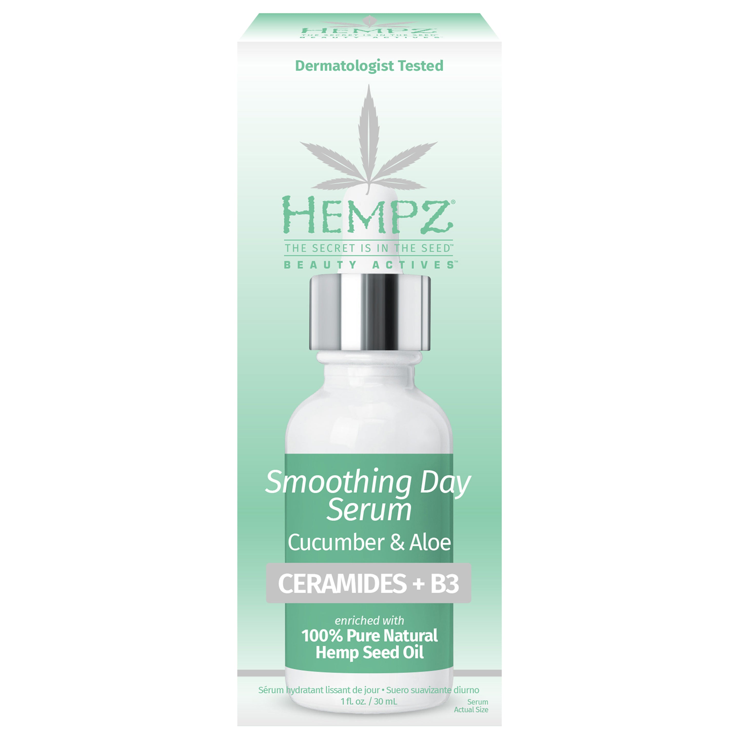 Hempz Beauty Actives Cucumber & Aloe Smoothing Day Facial Serum with Ceramides + B3 - Case of 1