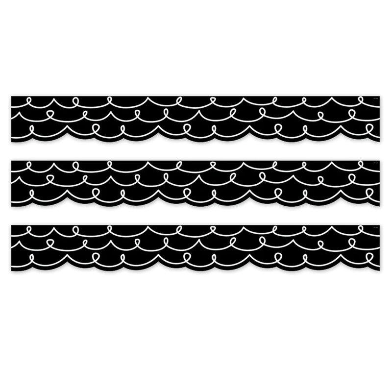 CREATIVE TEACHING PRESS - Core Decor Loop-de-Loop on Black EZ Border, 48 Feet Per Pack, 3 Packs