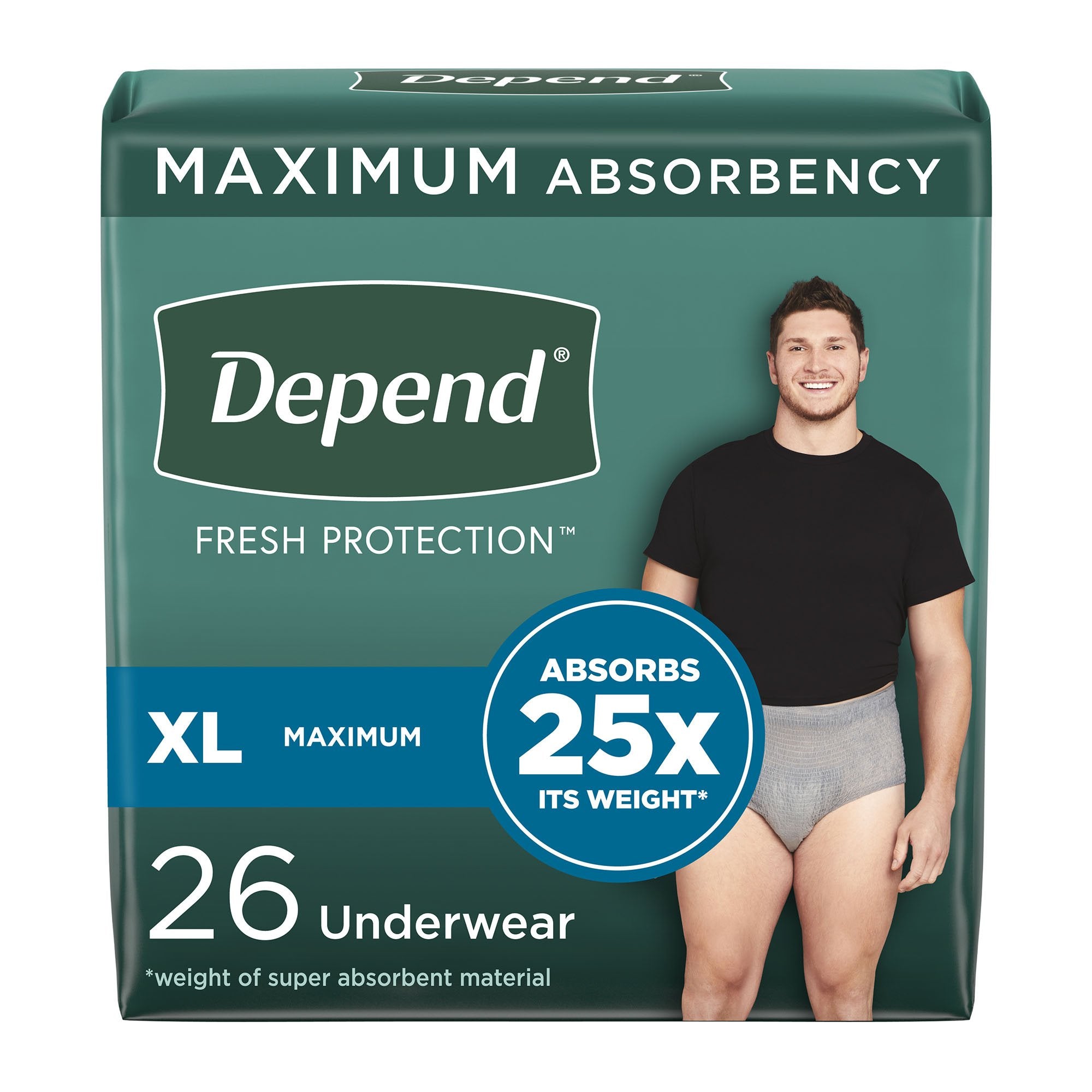 Kimberly Clark - Male Adult Absorbent Underwear Depend® Fresh Protection Waistband Style X-Large Disposable Heavy Absorbency [52/CS]