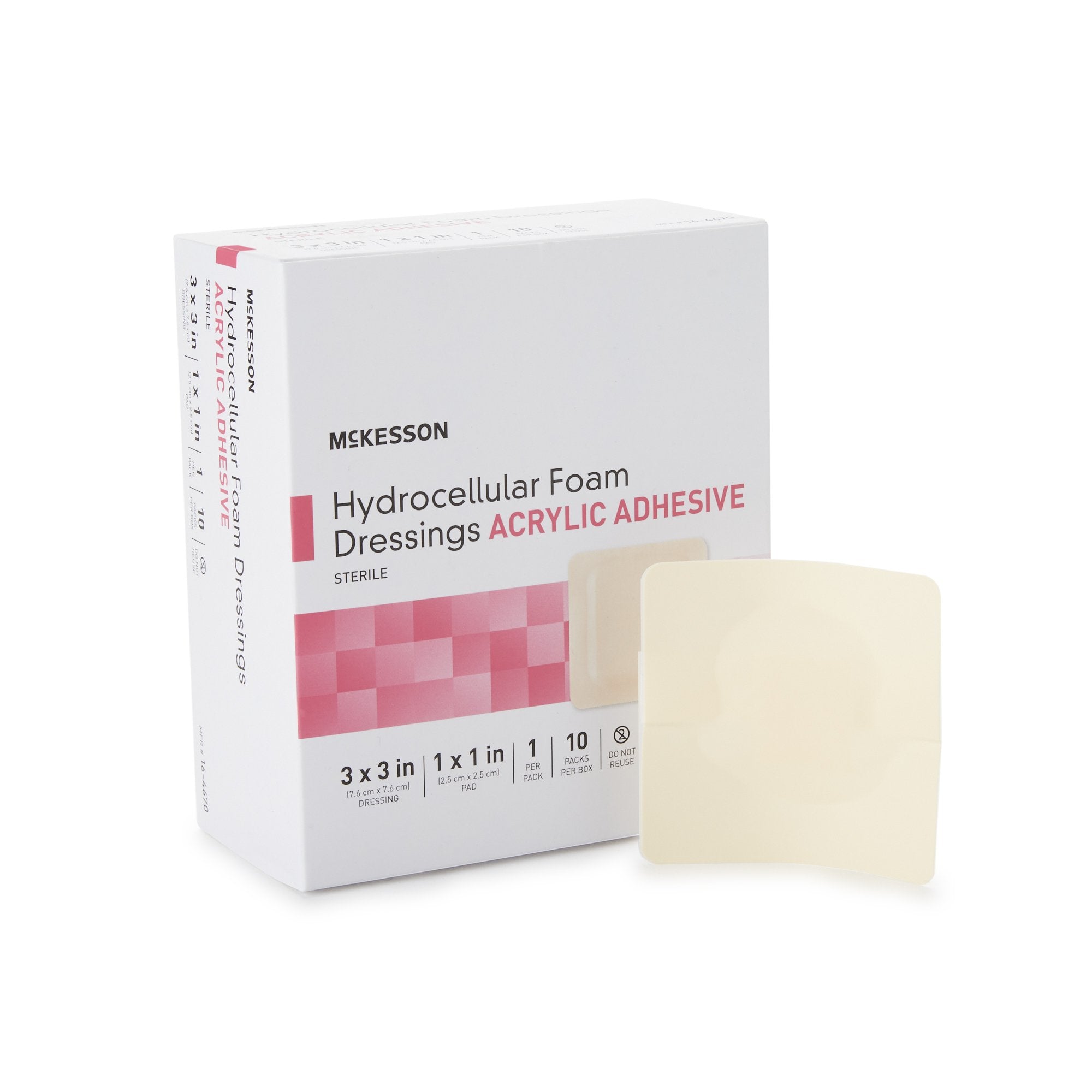 McKesson Brand - Foam Dressing McKesson 3 X 3 Inch With Border Film Backing Acrylic Adhesive Square Sterile [1/EA]