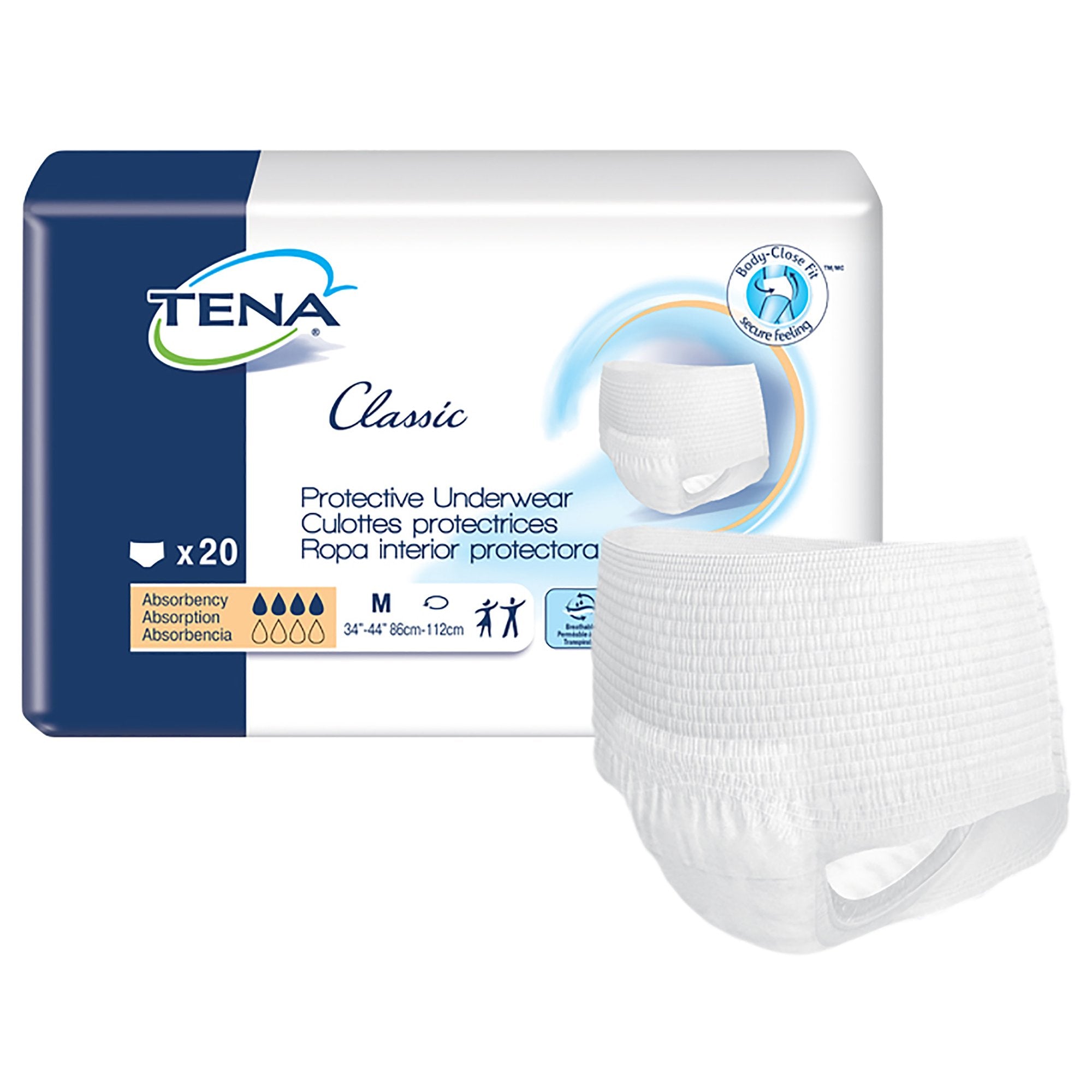 Essity HMS North America Inc - Unisex Adult Absorbent Underwear TENA® Classic Pull On with Tear Away Seams Medium Disposable Moderate Absorbency [20/PK]