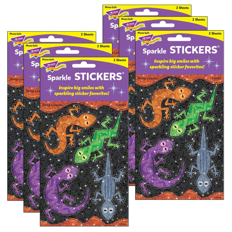 TREND - Shiny Lizards Large Sparkle Stickers®, 8 Per Pack, 6 Packs