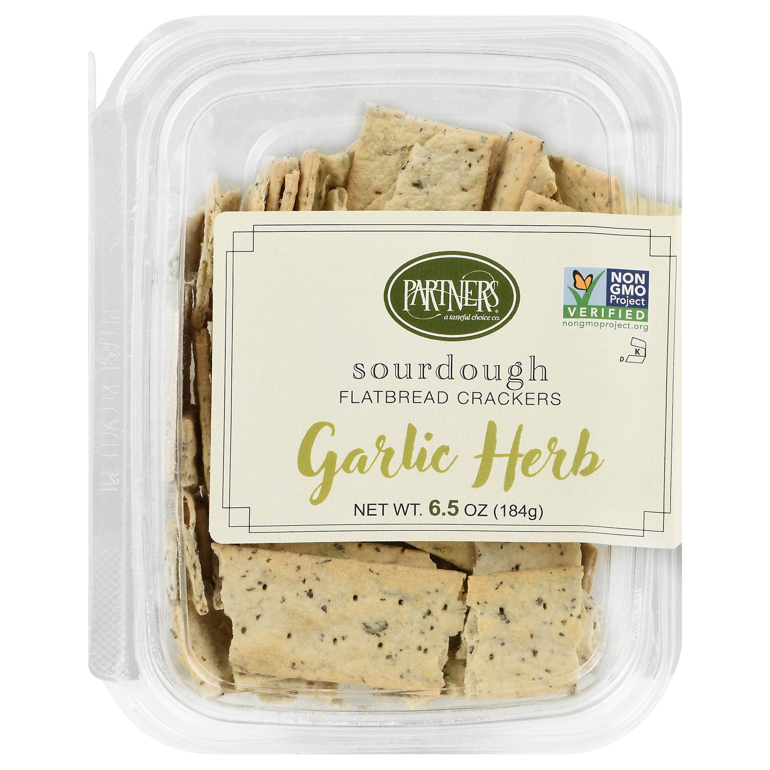 Partners Sourdough Flatbread Garlic Herb Crackers 6.5 oz - Case of 8