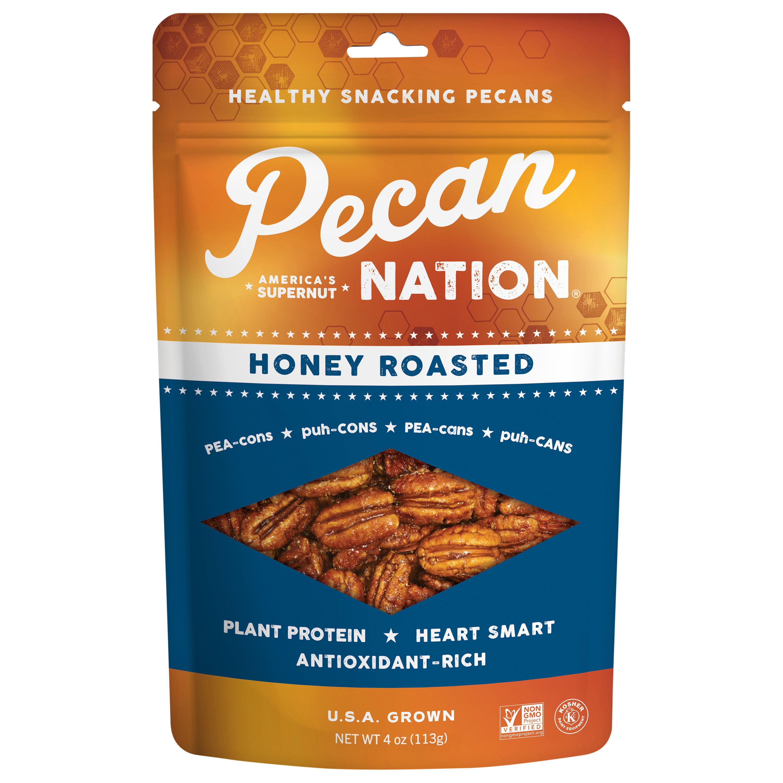 Pecan Nation Honey Roasted Snacking Pecans - Case of 6