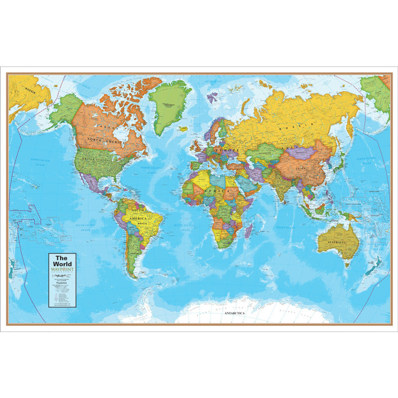 WAYPOINT GEOGRAPHIC - Blue Ocean World 24" x 36" Laminated Wall Map