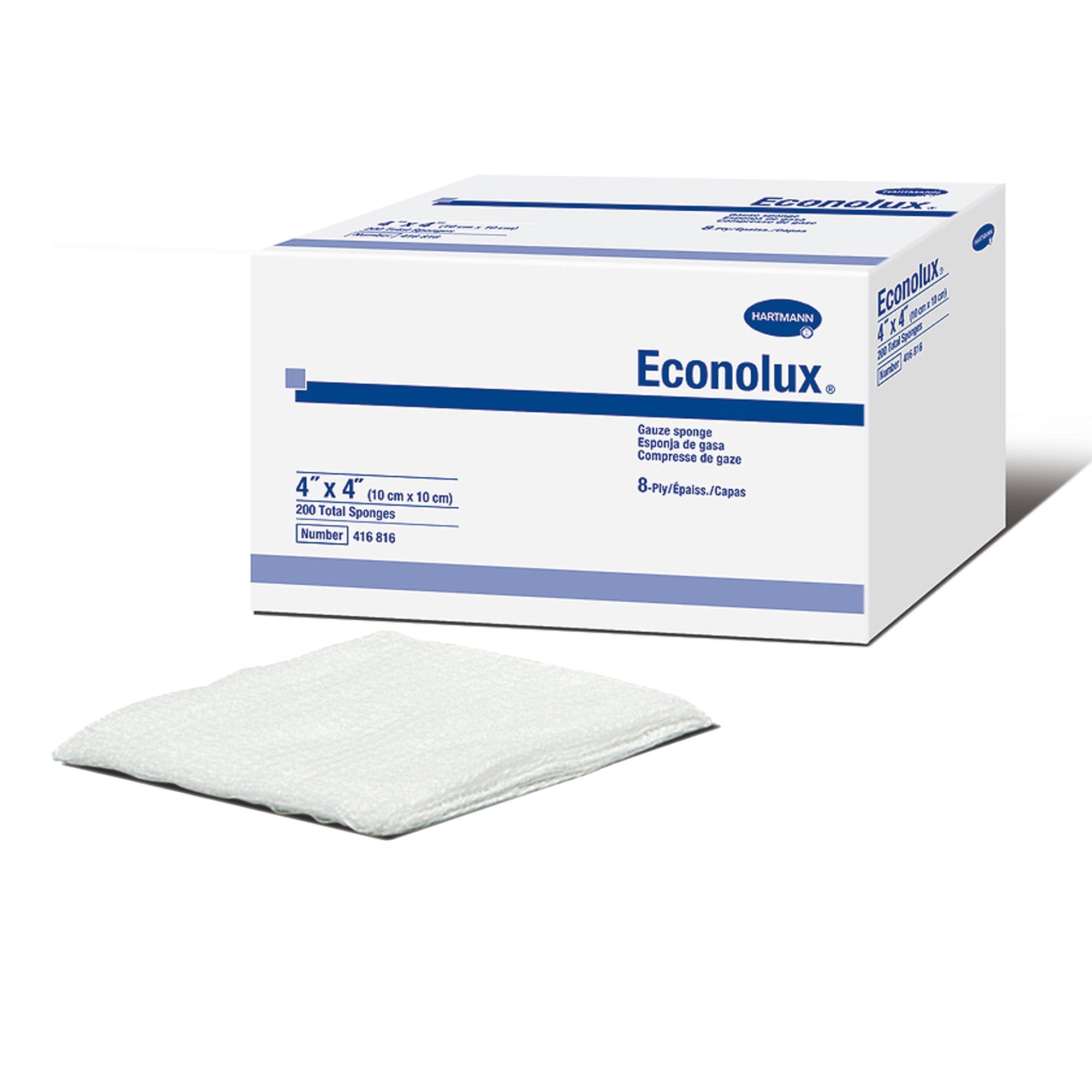 Hartmann - Gauze Sponge Econolux® 4 X 4 Inch 8-Ply NonSterile 200 per Pack [200/PK]