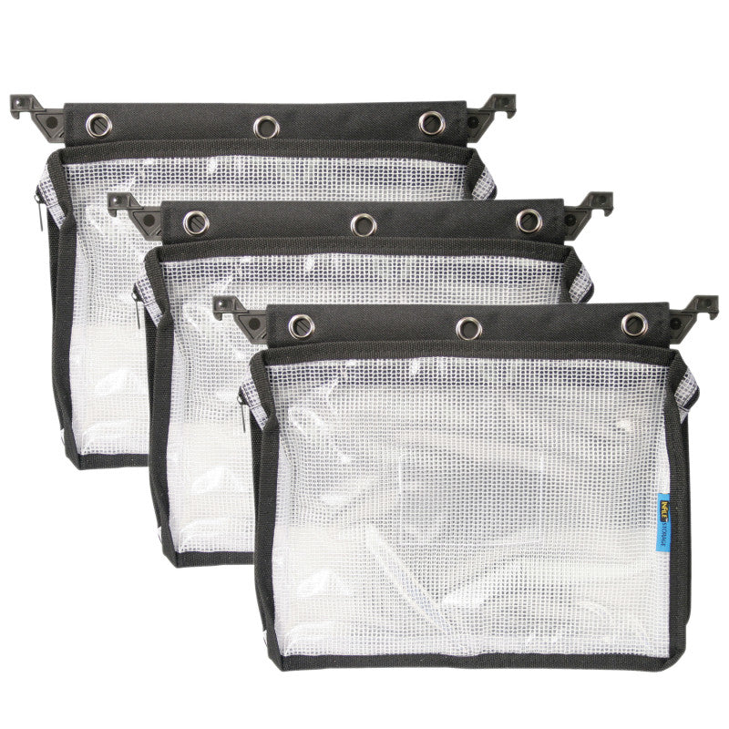 INNOVATIVE STORAGE DESIGNS - Expanding Zipper Pouch, Clear Mesh, Pack of 3