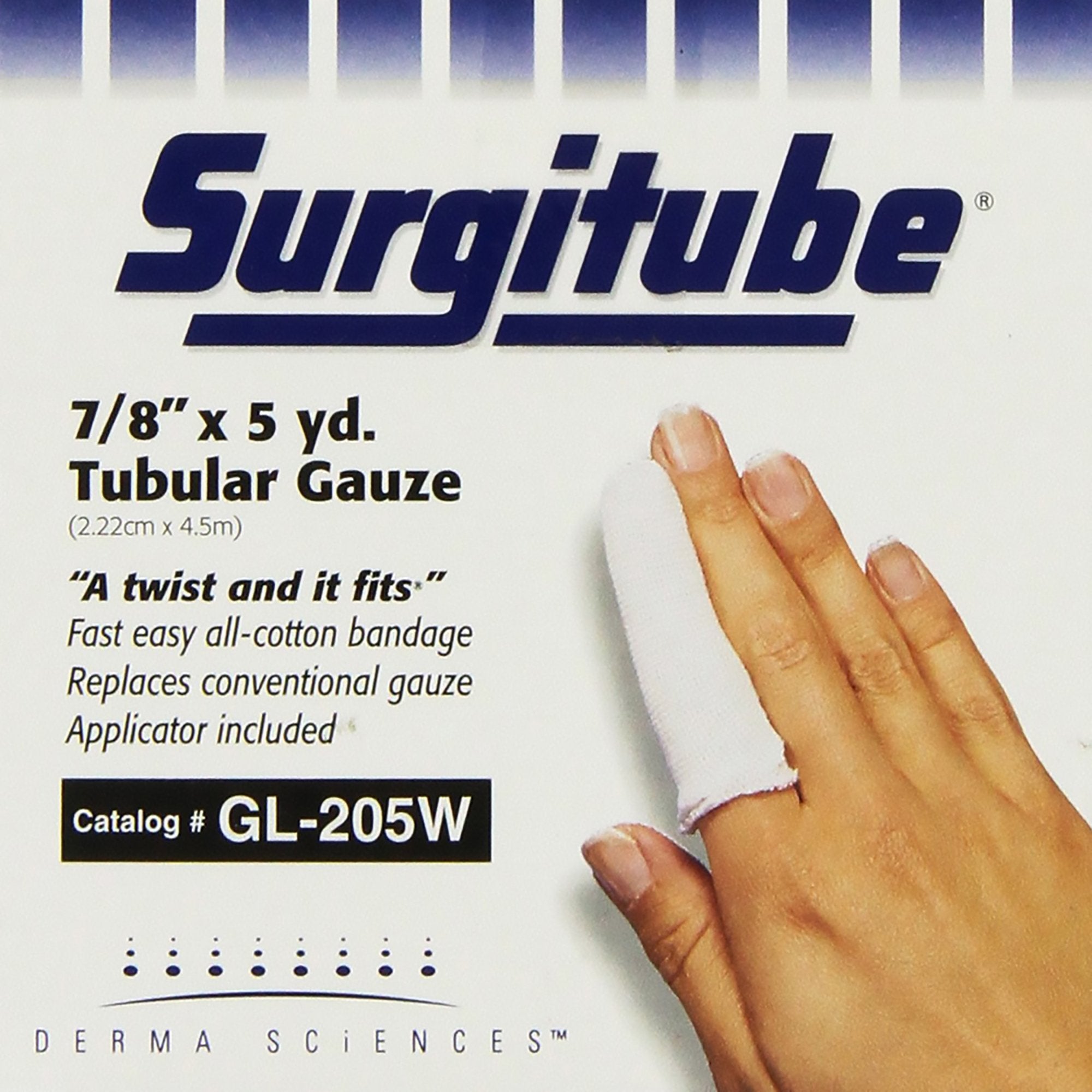 Gentell - Tubular Retainer Dressing Surgitube® Cotton 7/8 Inch X 5 Yard Size 2 White Large Finger / Toe NonSterile [12/DZ]