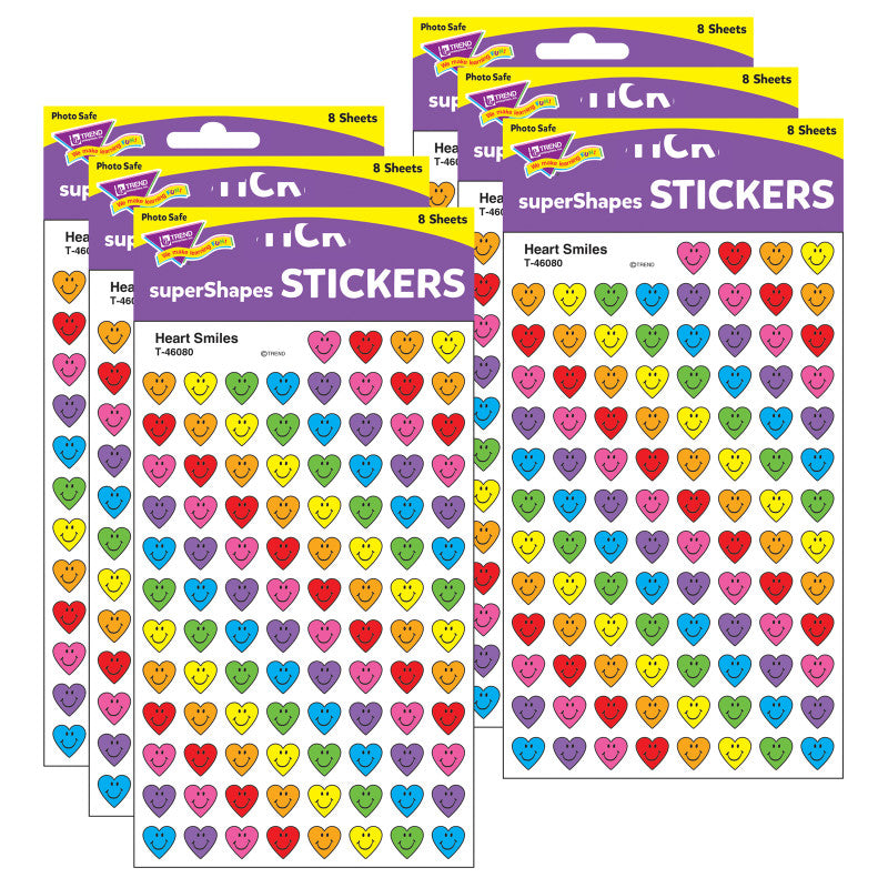 TREND - Heart Smiles superShapes Stickers, 800 Per Pack, 6 Packs