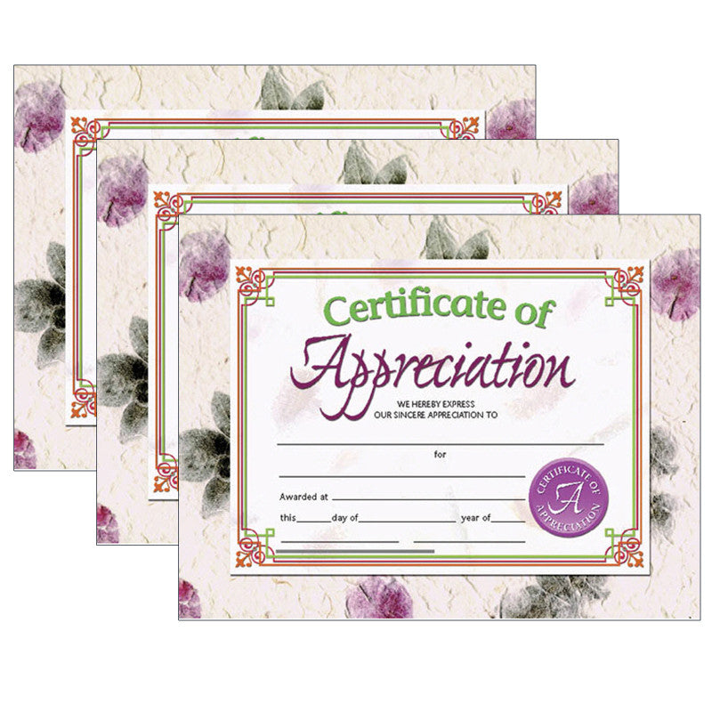 HAYES PUBLISHING - Certificate of Appreciation, 30 Per Pack, 3 Packs