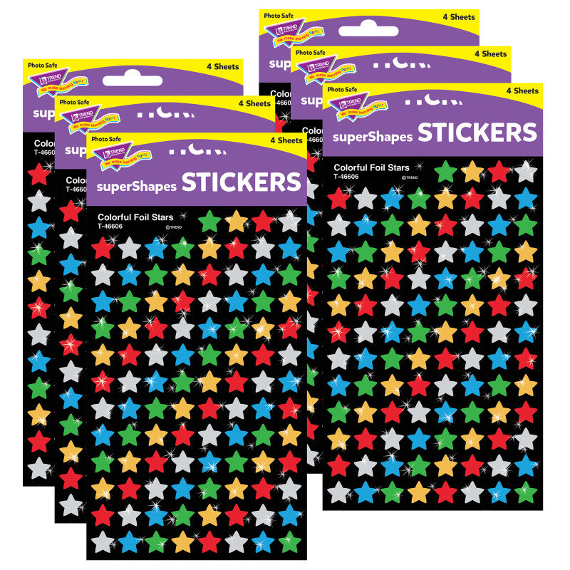 TREND - Colorful Foil Stars superShapes Stickers, 400 Per Pack, 6 Packs