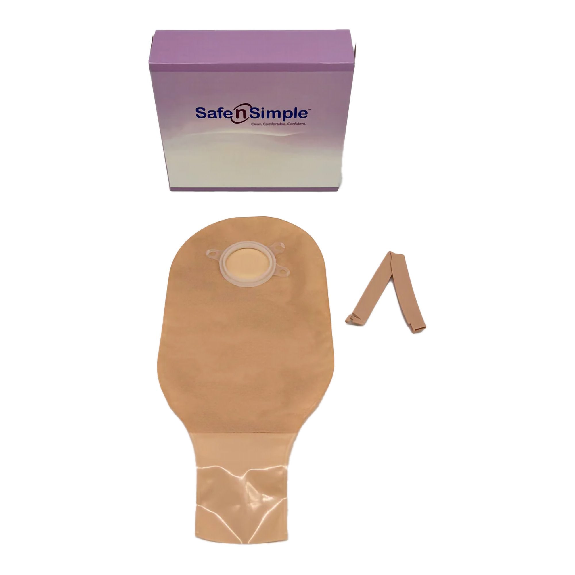 Safe N Simple - Ostomy Pouch Safe n Simple™ Two-Piece System 12 Inch Length Without Barrier Drainable [10/BX] (1242503_BX)