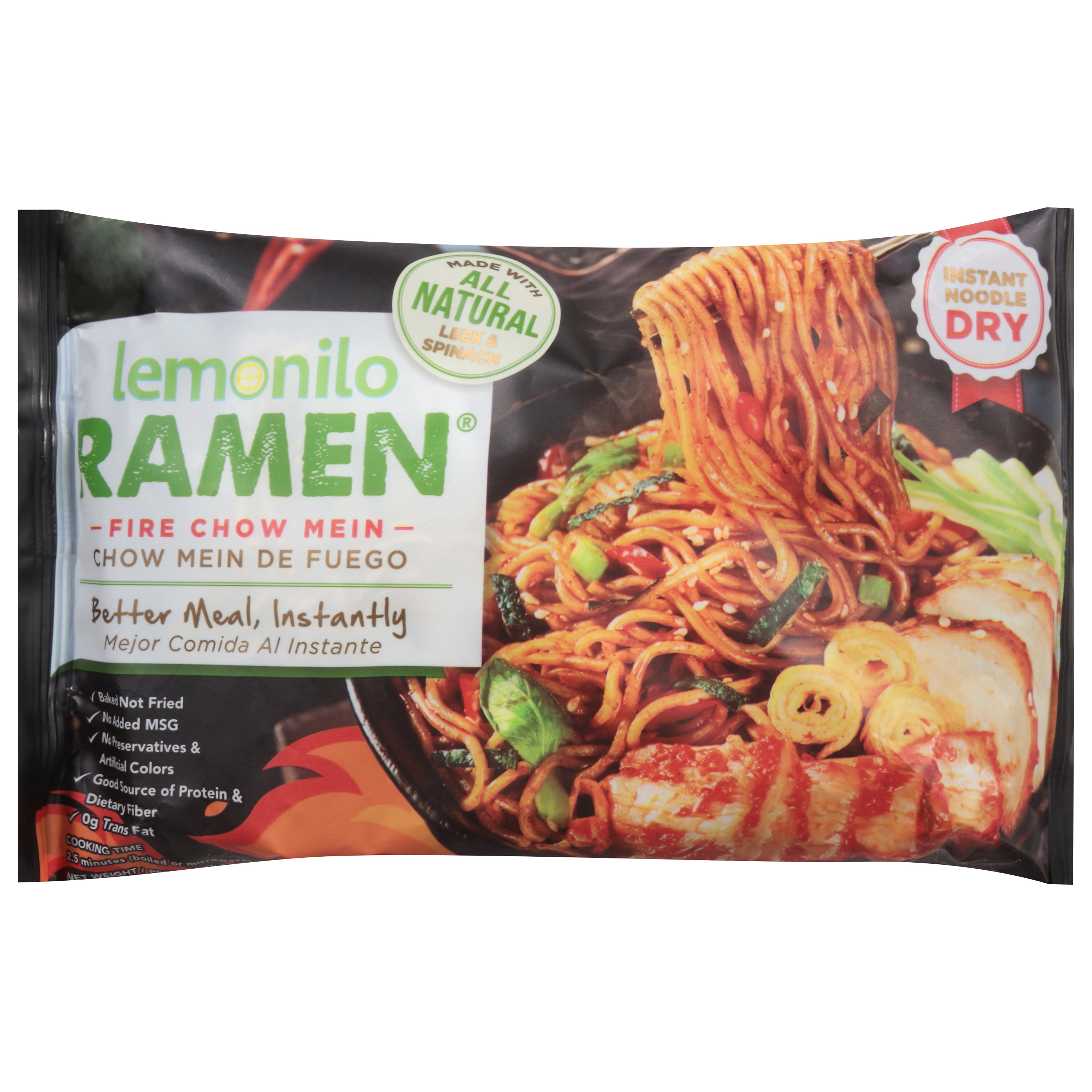 Lemonilo Ramen Fire Chow Mein Ramen 2.99 oz - Case of 6