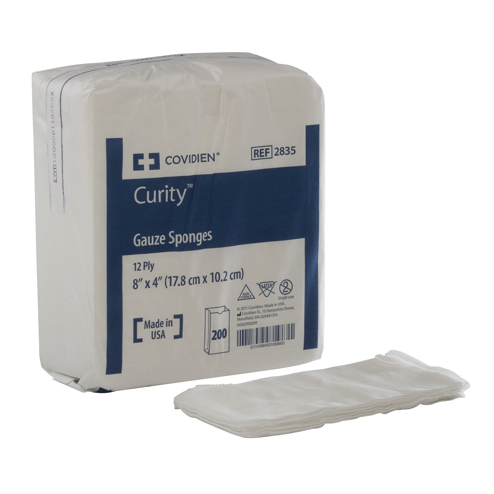 Cardinal - Gauze Sponge Curity™ 4 X 8 Inch 12-Ply Rectangle NonSterile 200 per Pack [1/EA]
